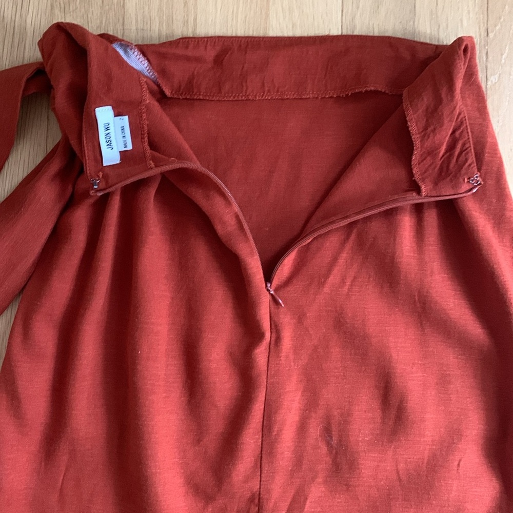 Jason Wu Rust Red Midi Tie-Waist Skirt - Picture 8 of 11